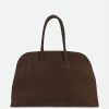 ARDEN HANDBAG IN ITALIAN SUEDE DARK BROWN