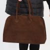 ARDEN HANDBAG IN ITALIAN SUEDE DARK BROWN
