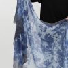 BORDERED DENIM SCARF IN HAND DYED CASHMERE