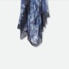 BORDERED DENIM SCARF IN HAND DYED CASHMERE