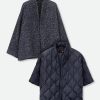 ELENA WOOL JAQUARD & GOOSE DOWN TWO PIECE COAT SET IN NAVY