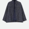 ELENA WOOL JAQUARD & GOOSE DOWN TWO PIECE COAT SET IN NAVY