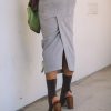 OLIVIA LONG PULL ON SKIRT IN STRETCH SUEDE