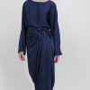 PAREO SKIRT IN HAND-DYED SILK IN PRUSSIAN BLUE